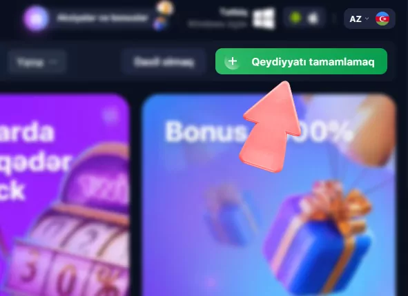 Qeydiyyatdan keçin. Kazinonun rəsmi masaüstü və ya mobil veb-saytını/tətbiqini açın və qeydiyyatı düzgün məlumatlarla tamamlayın.